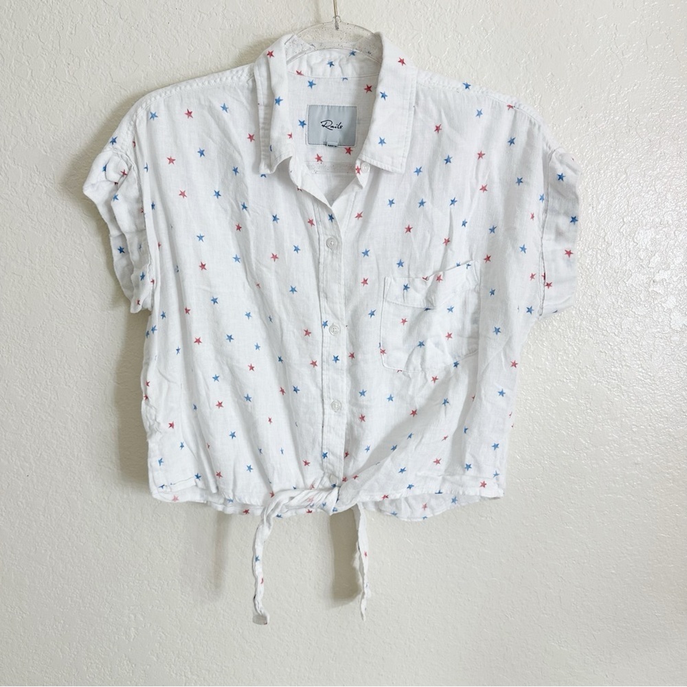 Rails Amelie Tie Front Shirt white size M - Picture 3 of 12